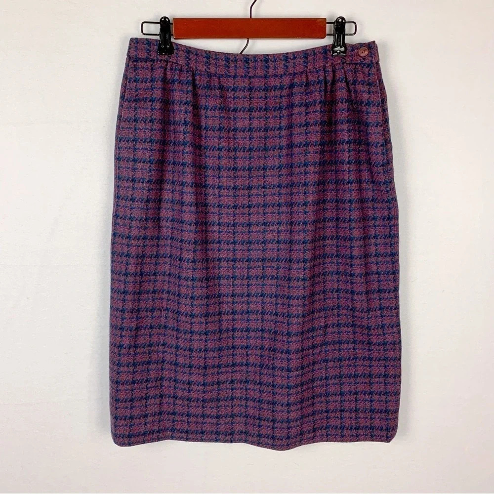 Vintage Pendleton Purple Plaid Classic Wool Skirt